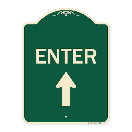 Enter Enter With Up Arrow Heavy-Gauge Aluminum Architectural Sign